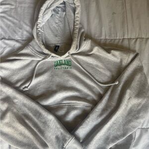 Gray Hoodie with Green Oakland Print